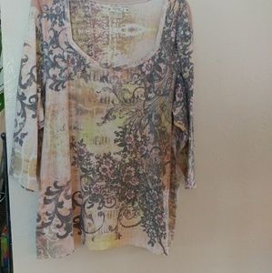 Scoop neck floral tattoo shirt